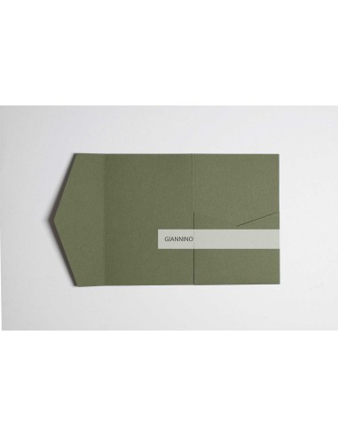 Olive Green classic pocketfold invitation DIY 120X180 mm