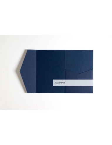 Dark Blue Classic DIY Pocketfold Invites, 120X180 mm Size