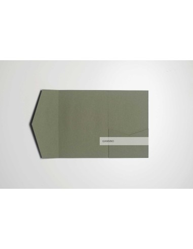 Olive Green classic pocketfold invitation DIY 135x185 mm