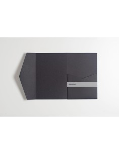 Black classic pocketfold invitation DIY 120X180 mm