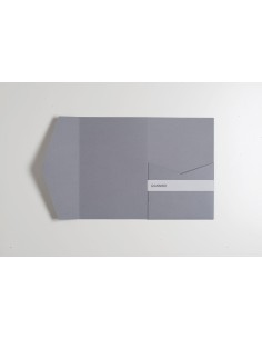 Grey classic pocketfold invitation DIY 120X180 mm