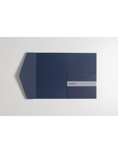 Dark Blue Classic DIY Pocketfold Invites, 120X180 mm Size