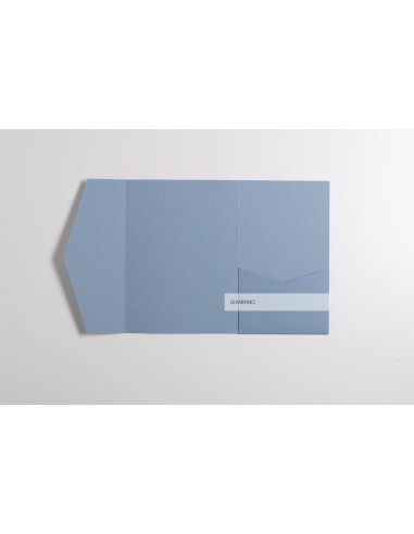 Dusty blue classic pocketfold invitation DIY 135x185 mm