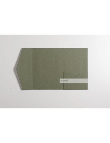 Olive Green classic pocketfold invitation DIY 135x185 mm