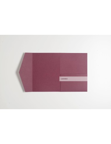 Burgundy matte Finest rectangular Wedding Pocketfold invite