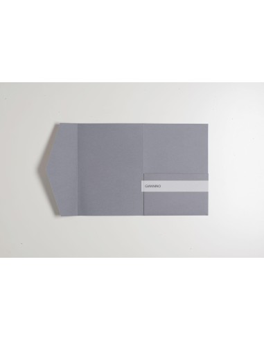 Grey matte Finest rectangular Wedding Pocketfold invite