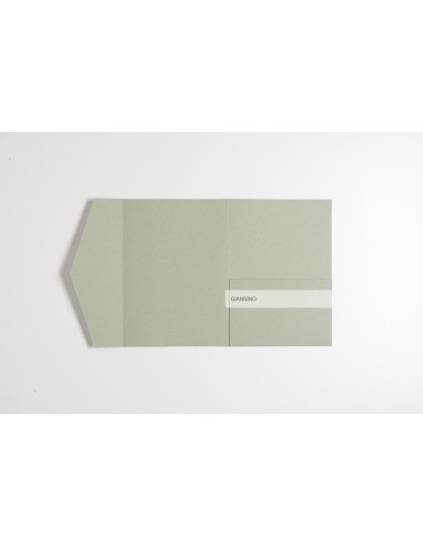 Sage Green Finest rectangular Pocketfold Invite