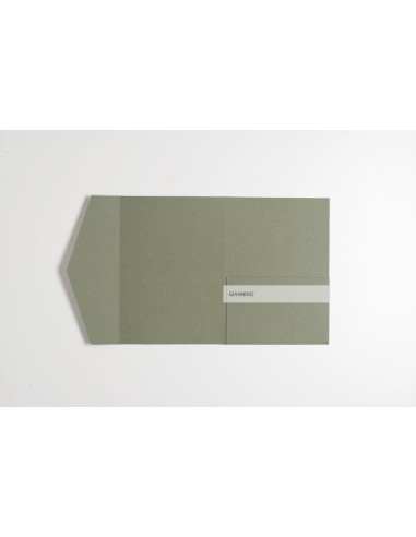 Olive green Finest rectangular Pocketfold Invite