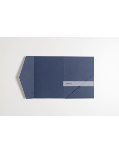 Dark Blue authentic rectangular Authentic Pocketfold Wedding envelope