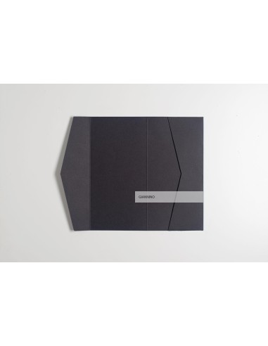 Black matte sophisticated rectangular Wedding pocket-fold envelope