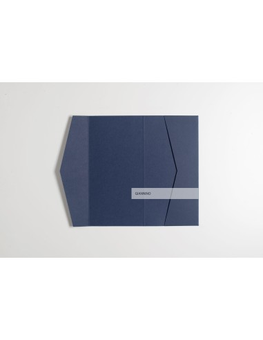 Dark Blue sophisticated rectangular Wedding pocket-fold envelope