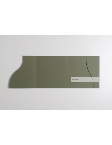 Olive Green modern Square Pocketfold Invite