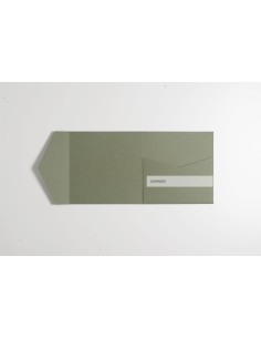 Olive green save-the-date square pocketfold DIY 140X140 mm