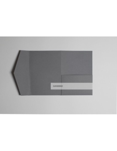 Grey matte Finest rectangular Wedding Pocketfold invite